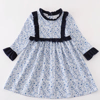 Blue floral girls dress- MAMA + ME set
