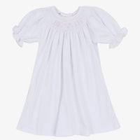 Big sister smocked dress- white
