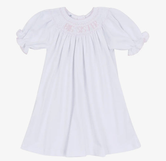 Big sister smocked dress- white