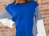 Blue striped sleeve top