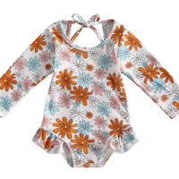 Blue/orange floral Rashguard swim