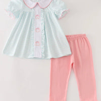 Pink Pumpkin ruffle girls set