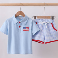 Blue flag boys short set