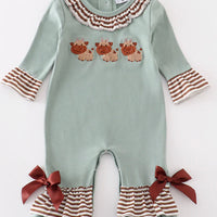 French knot girls cow romper