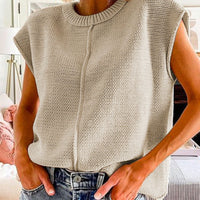 Oatmeal Cap sleeve knitted sweater