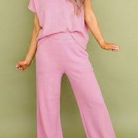 Pink short sleeve pant set