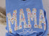 Blue mama applique bow sweatshirt
