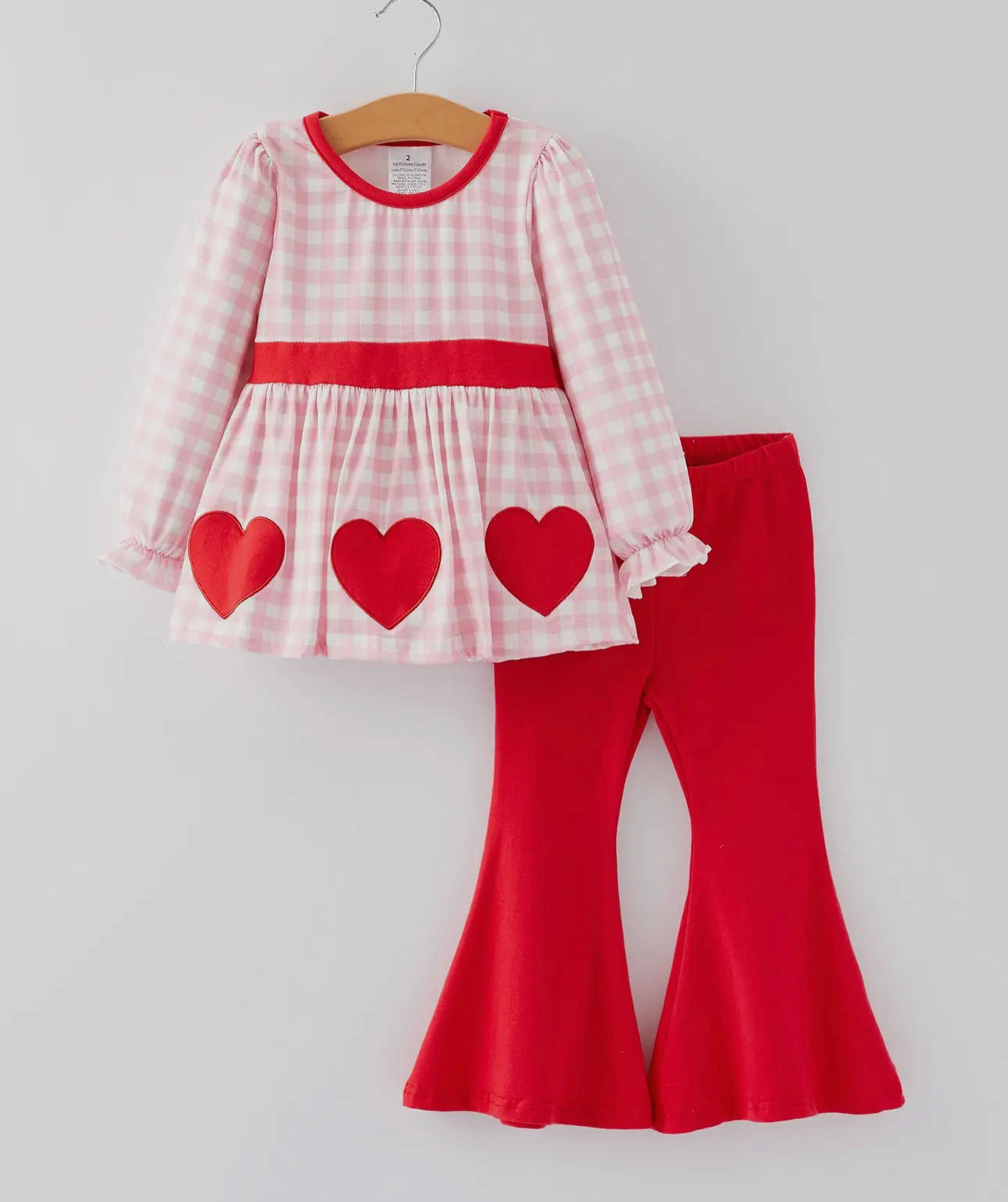 Pink gingham heart set