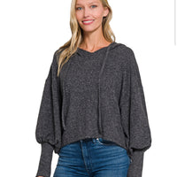 Balloon sleeve hoodie- black