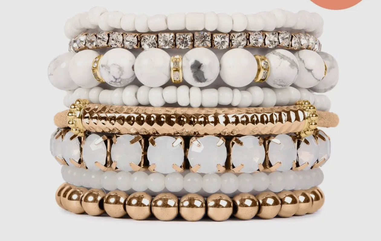 White/Gold Bracelet Stack