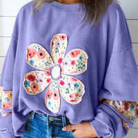Purple floral Applique sweater top