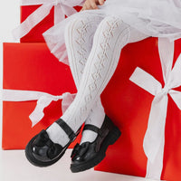 Fancy knit tights - white