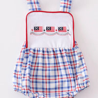 Patriotic flag plaid boys bubble
