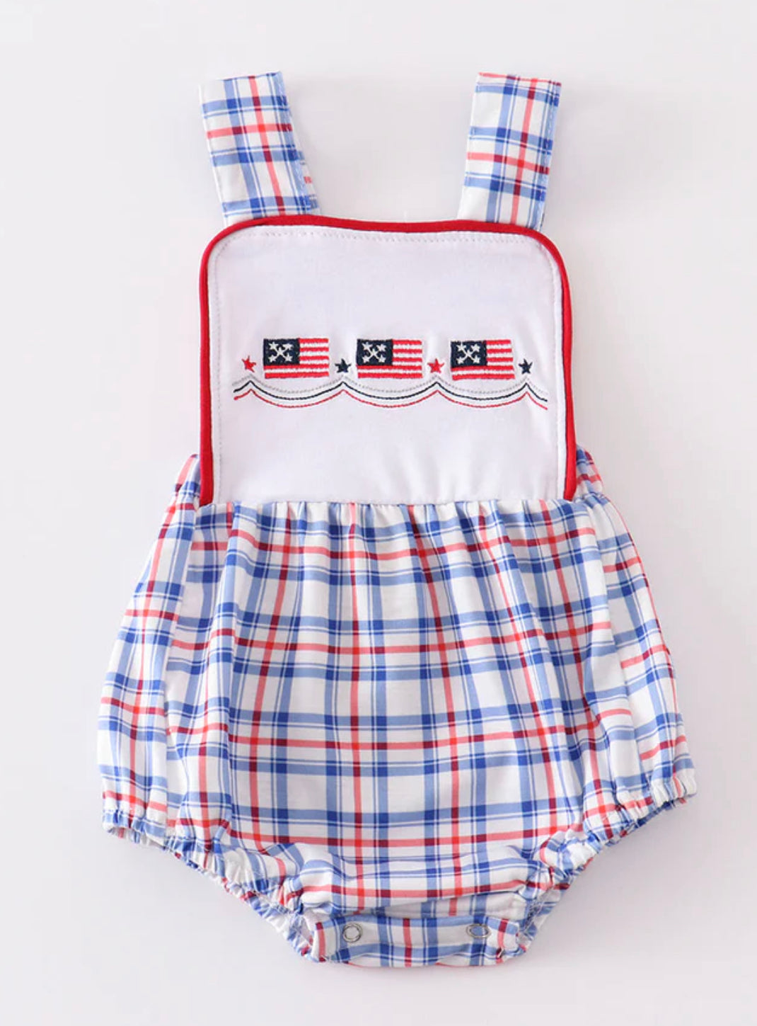 Patriotic flag plaid boys bubble