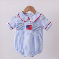 Blue flag smocked bubble