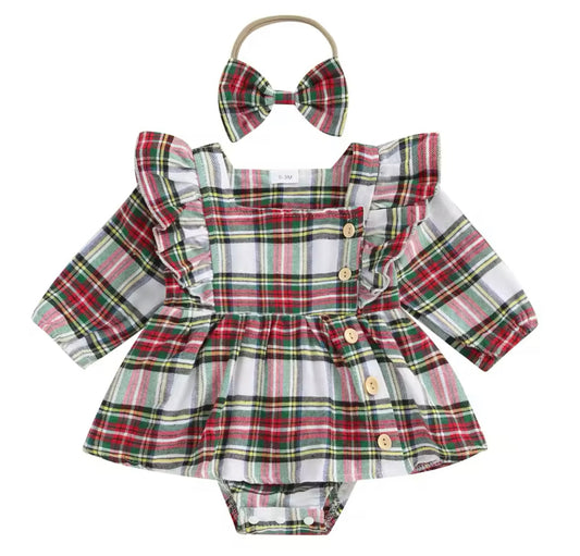 White plaid bubble with bow