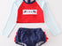 Patriotic flag Rashguard swim set girls