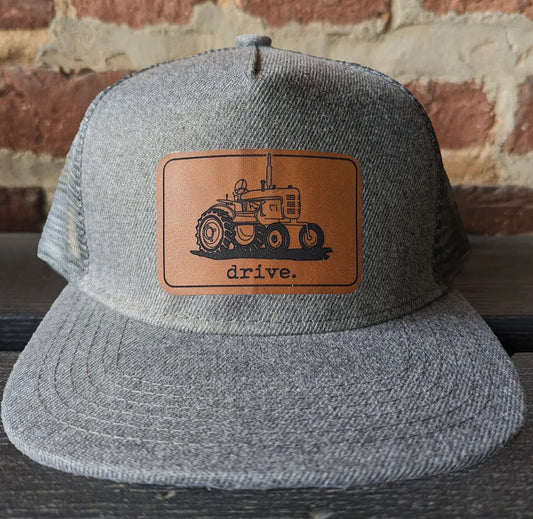 Grey tractor drive hat- kids