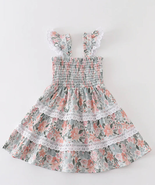 Girls Sage Floral Dress