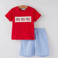 Smocked flag boys set