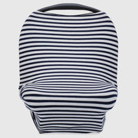 Multi use 4 in 1- car seat cover, nursing cover, shopping cart cover, high chair cover - white/navy stripe