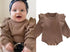 Brown Ruffle knit sweater bubble