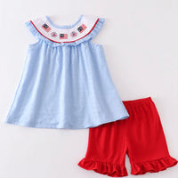 Blue patriotic flag girls set