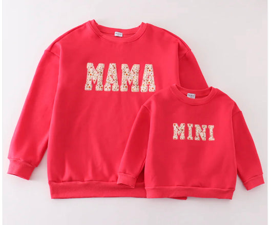MAMA appliqué crewneck - vintage red