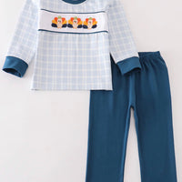 Boys blue French knot turkey set