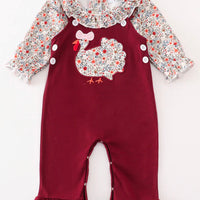 Maroon turkey romper