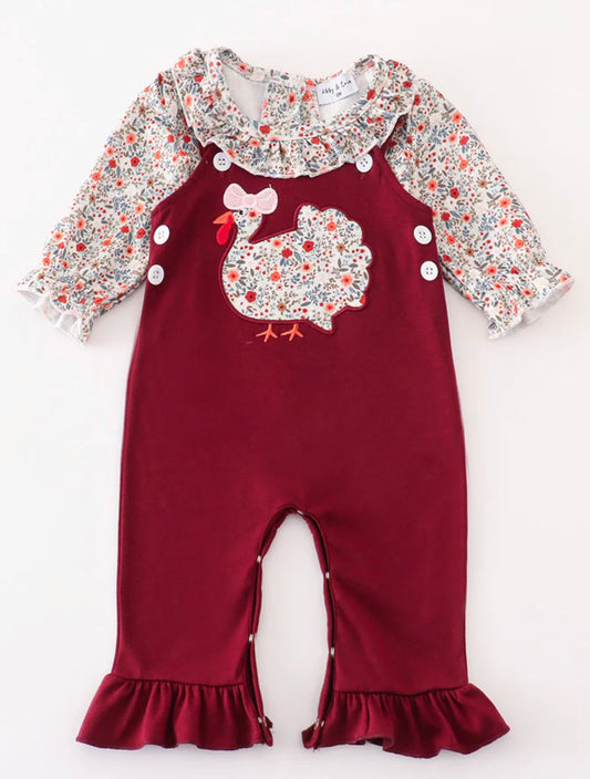 Maroon turkey romper