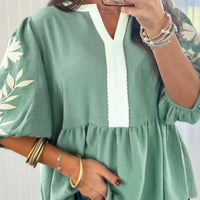 Green babydoll blouse