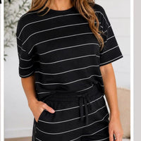 Black stripe short set