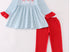 Blue striped Santa trio girls set