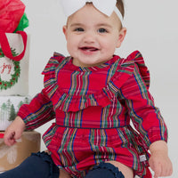 Rufflebutts girls plaid romper