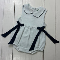 Navy collar romper- embroider me