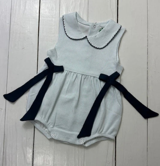 Navy collar romper- embroider me