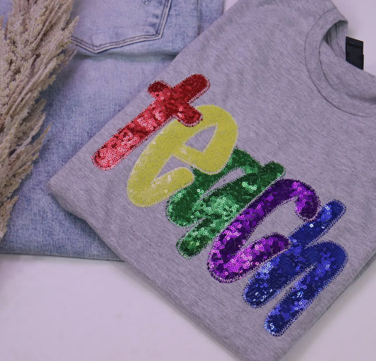Sequin teach tee