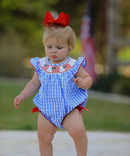Smocked flag girls bubble