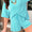 Teal stripe short set