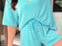 Teal stripe short set