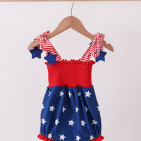 Blue star smocked bubble