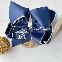 Navy Nativity bow