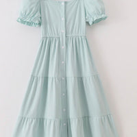 Blue tiered ruffle mom dress