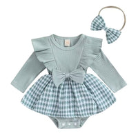 Blue plaid girls romper