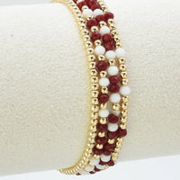 Set of 4 burgendy and gold bracelet