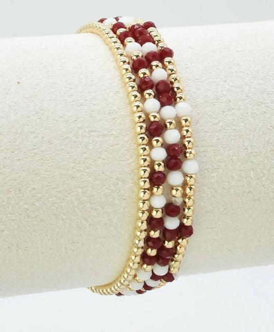 Set of 4 burgendy and gold bracelet