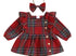 Red plaid girls bubble with bow