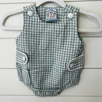 Teal gingham boy bubble three sisters