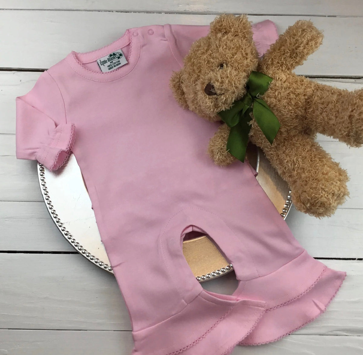 Pink ruffle flare romper